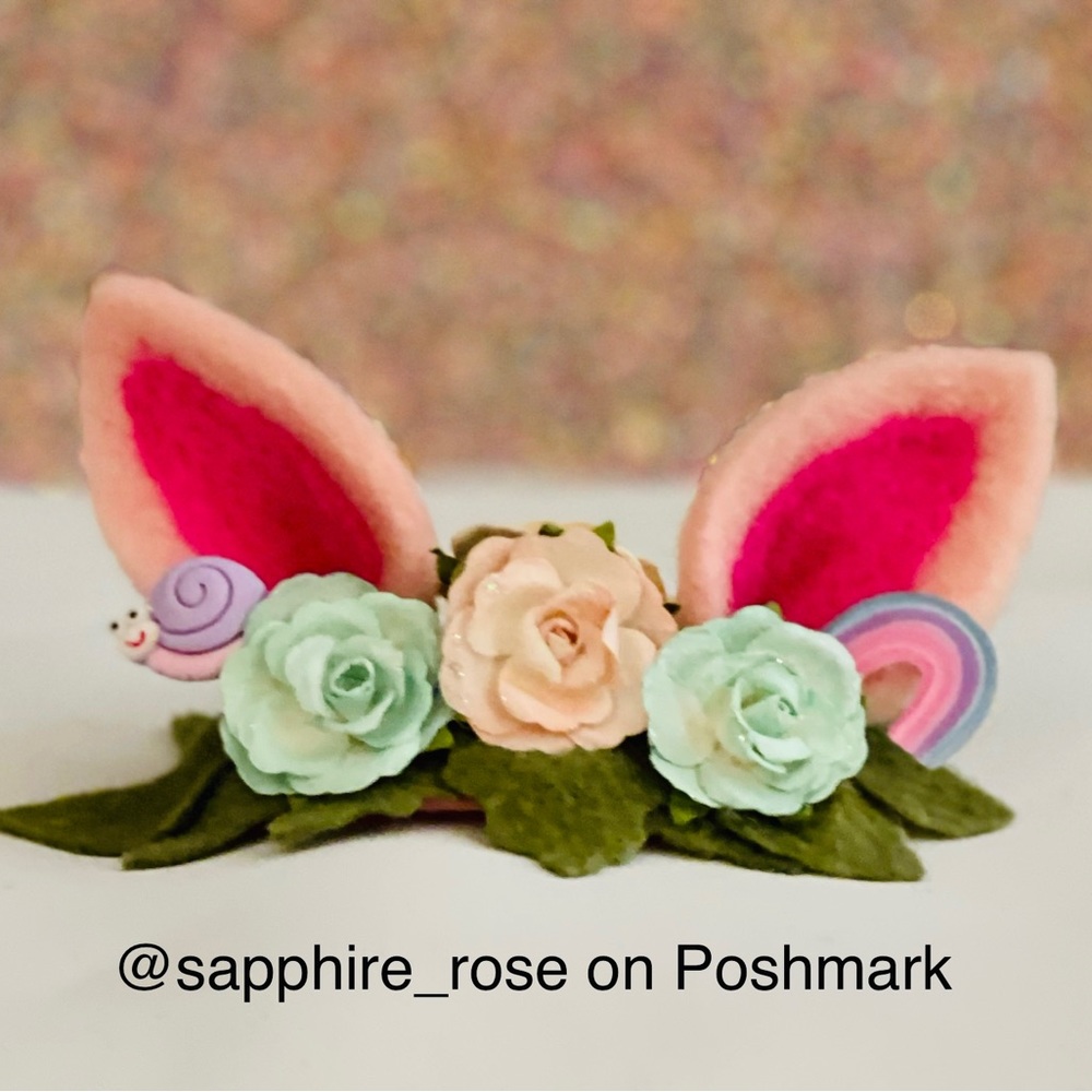 Felted Bunny Ears for Baby Girls First Easter Headband Handmade Baby Shower Gift